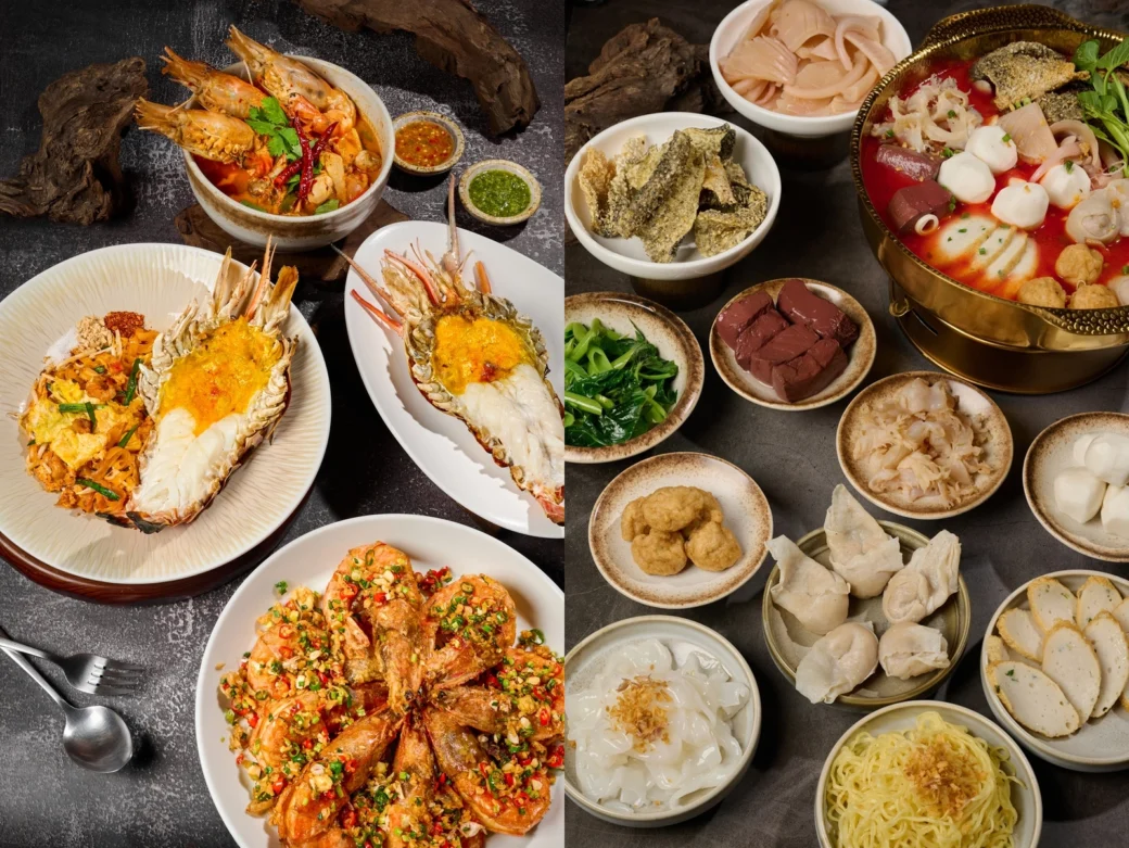 Yentafo Hotpot and Pad Thai with Grilled River Prawn at Tara Bangkok